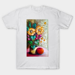 jar with yellow flowers and purple berries T-Shirt